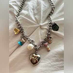 Juicy Couture Silver Charm Toggle-Lock Necklace